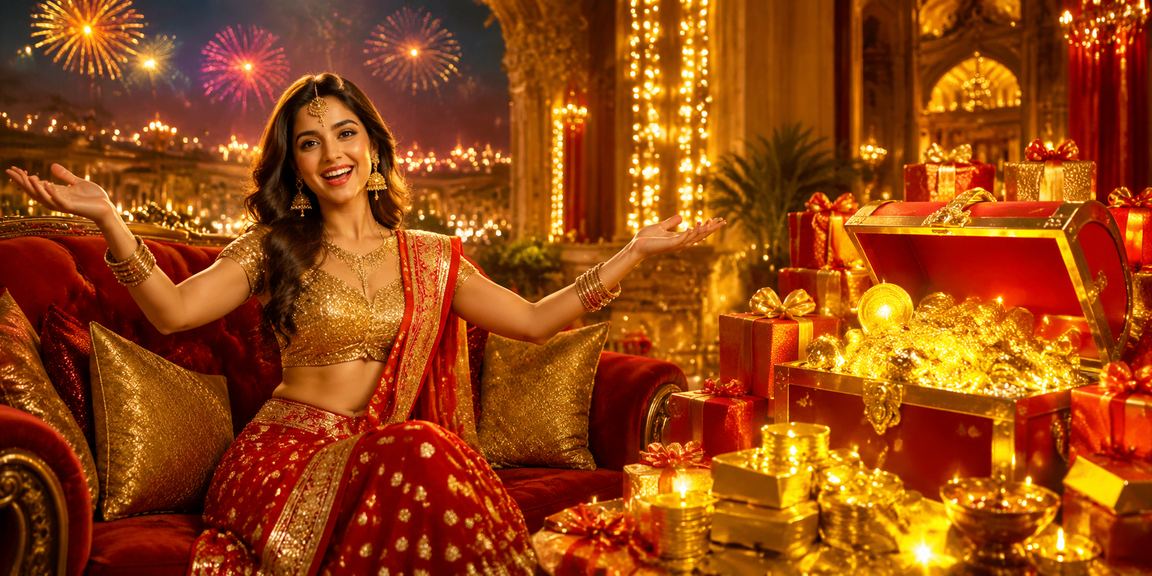 Live Casino dealers dealing cards in a vibrant gaming studio during Diwali festival